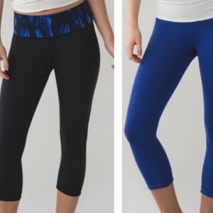 Lululemon Reversible Wunder Under CropIII Black/Sapphire Blue